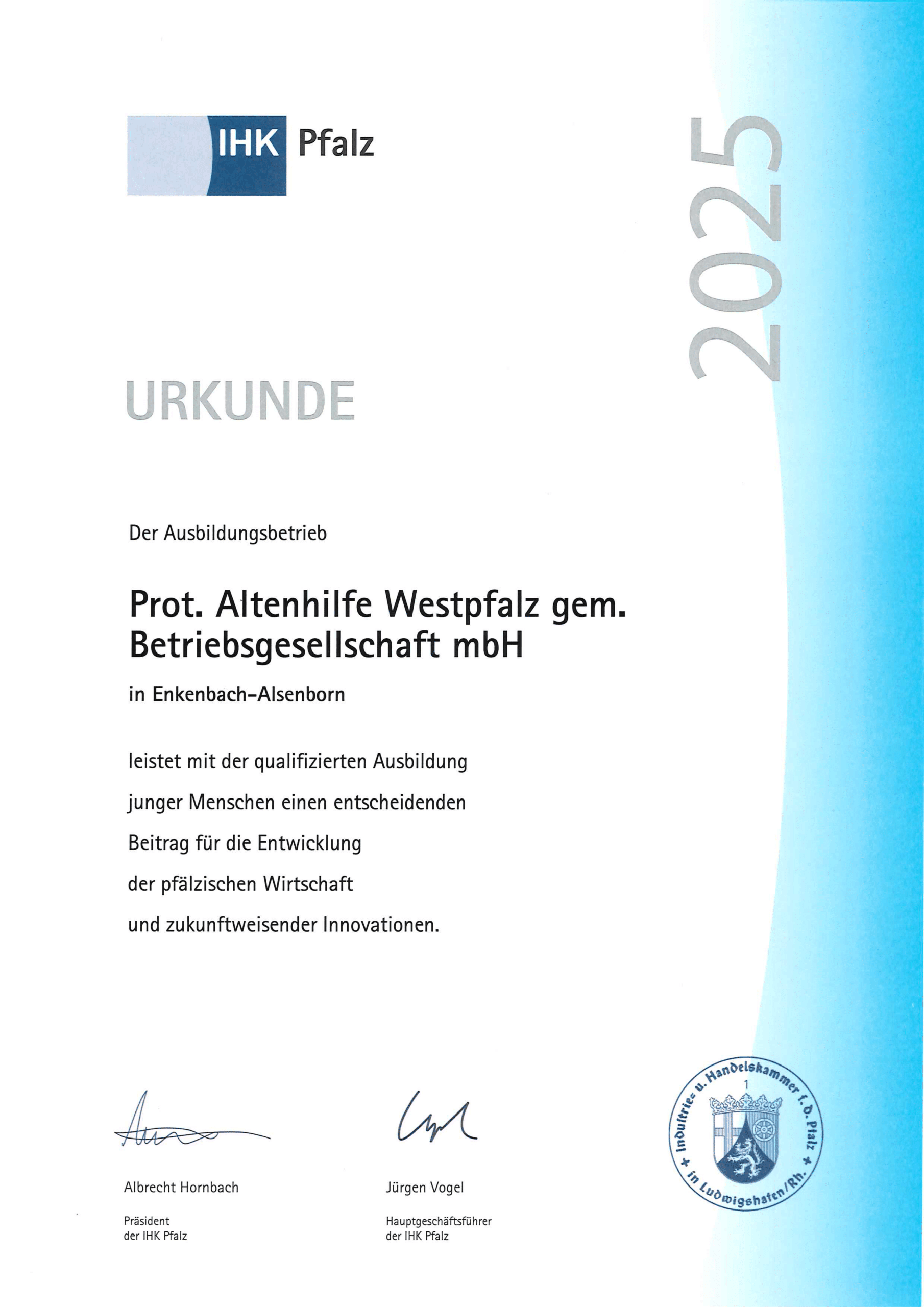 Urkunde Ausbildung 2025